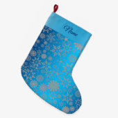 Grande Chaussette De Noël Snowflakes Blue Holiday Stocking (Devant (Accrochage))