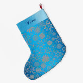 Grande Chaussette De Noël Snowflakes Blue Holiday Stocking (Dos (Accrochage))