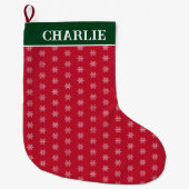 Grande Chaussette De Noël Snowflakes minimaliste rouge (Devant)