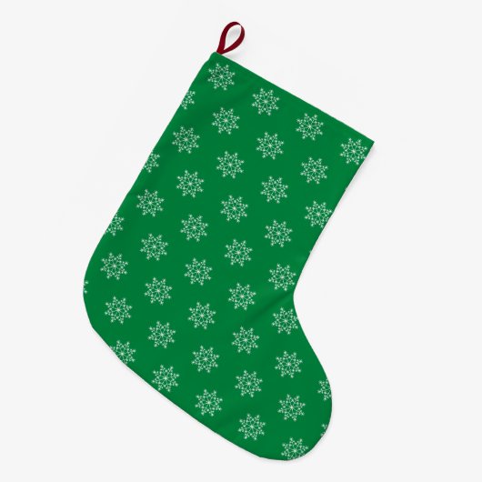 Grande Chaussette De Noël Snowflakes Motif Vert Couleur Noël (Devant (Accrochage))