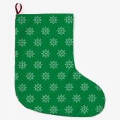 Grande Chaussette De Noël Snowflakes Motif Vert Couleur Noël (Devant)