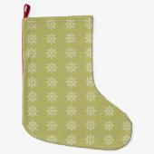 Grande Chaussette De Noël Snowflakes Olive Green Noël (Devant)