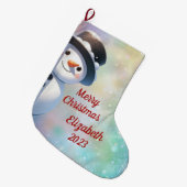 Grande Chaussette De Noël Snowman avec chapeau supérieur (Devant (Accrochage))