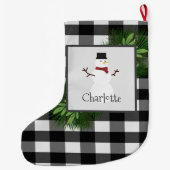 Grande Chaussette De Noël Snowman Buffalo Plaid Stocking (Dos)