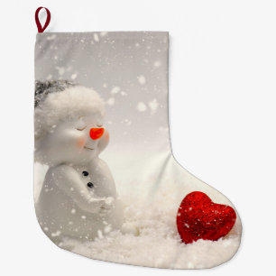 Grande Chaussette De Noël Snowman de Noël avec Amour plein de coeur