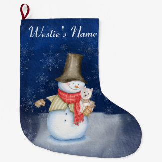 Grande Chaussette De Noël Snowman et chien - Westie