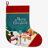 Grande Chaussette De Noël Snowman et pingouin (Devant)