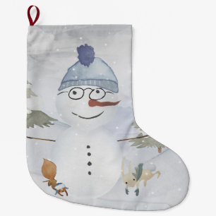 Grande Chaussette De Noël Snowman et Winter Woodland Friends
