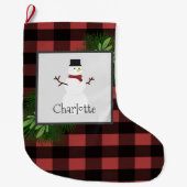 Grande Chaussette De Noël Snowman Red Buffalo Plaid Stocker (Devant)