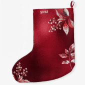 Grande Chaussette De Noël Snowy Red Feuilles Noël vacances Stocker (Dos)