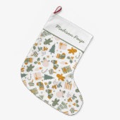 Grande Chaussette De Noël Soirée de Noël Vert Et Or (Devant (Accrochage))