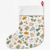 Grande Chaussette De Noël Soirée de Noël Vert Et Or (Dos)