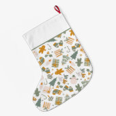 Grande Chaussette De Noël Soirée de Noël Vert Et Or (Dos (Accrochage))
