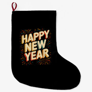 Grande Chaussette De Noël Soirée du Nouvel An Vintage Décompte Bonne Année