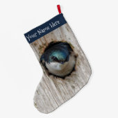 Grande Chaussette De Noël Songeur d'hirondelle d'arbre dans Nestbox (Dos (Accrochage))