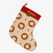 Grande Chaussette De Noël Southwest Festive Chile Ristra Wreath Personalized (Devant (Accrochage))