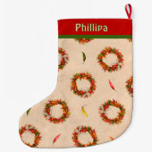 Grande Chaussette De Noël Southwest Festive Chile Ristra Wreath Personalized (Dos)