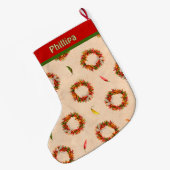 Grande Chaussette De Noël Southwest Festive Chile Ristra Wreath Personalized (Dos (Accrochage))