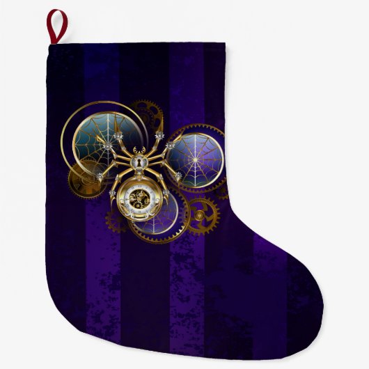 Grande Chaussette De Noël Spider Steampunk sur Arrière - plan pourpre (Devant)