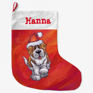 Grande Chaussette De Noël St Bernard Noël En Rouge