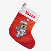 Grande Chaussette De Noël St Bernard Noël En Rouge (Devant (Accrochage))