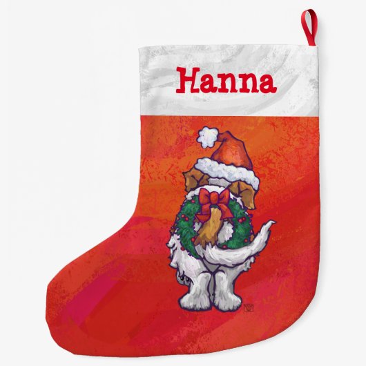 Grande Chaussette De Noël St Bernard Noël En Rouge (Dos)