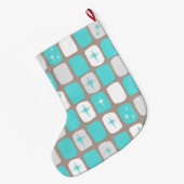 Grande Chaussette De Noël Starbursts Turquoise Retro (Dos (Accrochage))