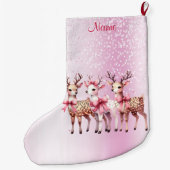Grande Chaussette De Noël Stationnement de Noël des cerfs (Dos)