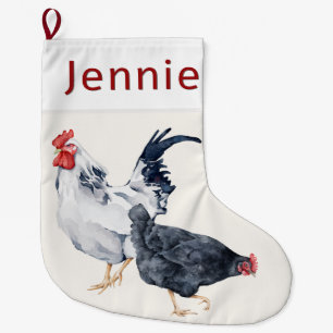 Grande Chaussette De Noël Stationnement de Noël personnalisé du coq et du po