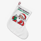 Grande Chaussette De Noël Stay Naughty Drink Matcha Green Christmas (Devant (Accrochage))