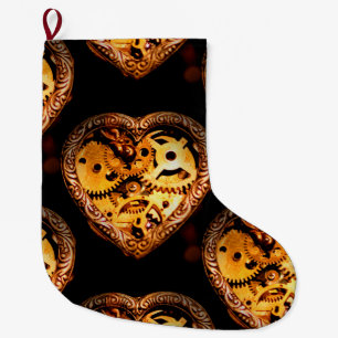 Grande Chaussette De Noël steampunk coeur xmas noël stockage