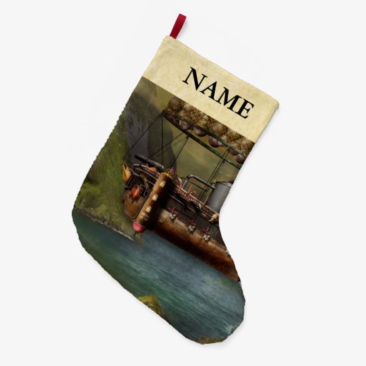 Grande Chaussette De Noël Steampunk - Dirigeable - L'Arche de Noé originale (Devant (Accrochage))