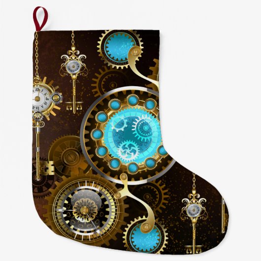 Grande Chaussette De Noël Steampunk Rusty Background (Devant)