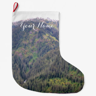 Grande Chaussette De Noël Stockage de forêt et de montagnes