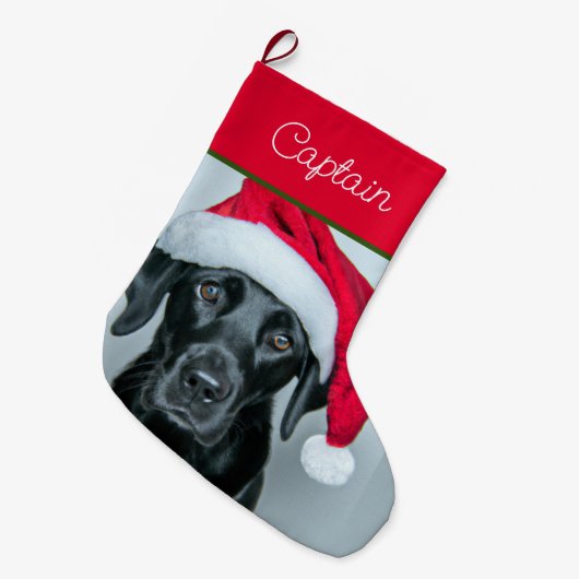Grande Chaussette De Noël Stockage de Noël de père Noël Labrador (Devant (Accrochage))