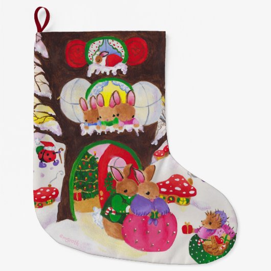 Grande Chaussette De Noël Stockage de Noël en bois (Devant)