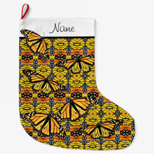 Grande Chaussette De Noël Stockage de Noël personnalisé - Collage de monarqu