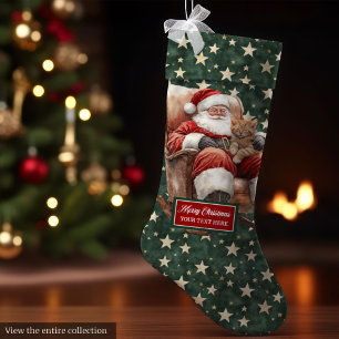 Grande Chaussette De Noël Stockage de Noël pour amoureux de les chats Vintag