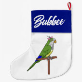 Grande Chaussette De Noël Stockage Hanoukka - Perroquet Blue Quaker (Dos)