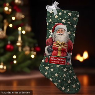 Grande Chaussette De Noël Stockage Père Noël classique avec nom personnalisé