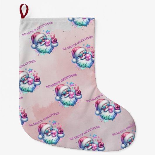 GRANDE CHAUSSETTE DE NOËL STOCKAGE PÈRE NOËL ROSE STYLEDBYTRREAL (Devant)