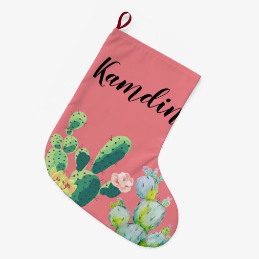 Grande Chaussette De Noël Stockage personnalisé Cactus de Bohême Succulents (Devant (Accrochage))