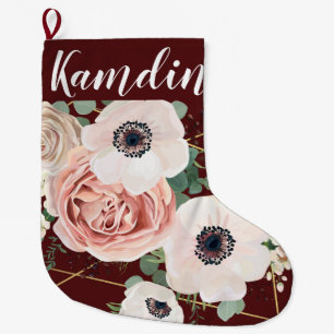 Grande Chaussette De Noël Stockage personnalisé Géométrique Vin Rose de jard