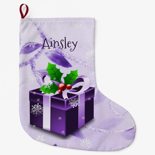 Grande Chaussette De Noël Stocker cadeau de Noël pourpre (Devant)