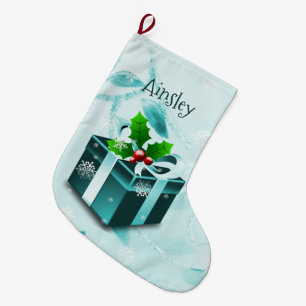 Grande Chaussette De Noël Stocker cadeau de Noël turquoise