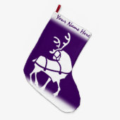 Grande Chaussette De Noël Stocker de Noël pourpre Reinder personnalisé Stock (Devant (Accrochage))