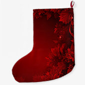 Grande Chaussette De Noël Stocker Floral Feuille Rouge (Dos)