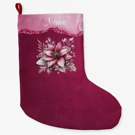 Grande Chaussette De Noël Stocker Floral Rose (Devant)