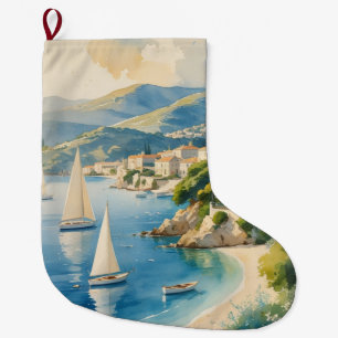 Grande Chaussette De Noël Style vintage Côte d'Azur Voyage en France