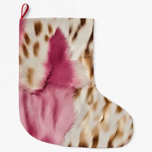 Grande Chaussette De Noël Stylish Girly Rose White Gold Zebra (Devant)